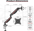 Fydeamer Monitor Arm for 17-35" Screens up to 24.2 lbs, Ergonomic Gas Spring Monitor Stand with Height Adjust, Tilt, Swivel & Cable Management, VESA Desk Mount with 2 Types of Installation, Black