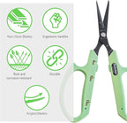 Saboten Fluorine Coated Angled Blade Trimming Scissors Green PT-2 160mm Precision Gardening Bonsai and Floral Shears Made in Japan