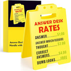 Funny Desk Signs, 2-Pack Answer Desk Rates Sign with Humorous Quotes for Office Decor, Hilarious Funny Gag Gifts for Coworkers, Perfect Boss Gifts for Women Men, Sarcastic Cubicle Accessories