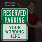 SmartSign 30 x 24 inch Custom “Reserved Parking” Metal Sign - Add Text, 80 mil Aluminum, 3M Laminated Engineer Grade Reflective Material, Green and White, Made in USA