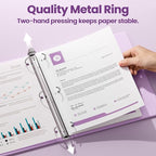 SUNEE 3 Ring Binder 1.5 Inch 1 Pack, Clear View Binder Three Ring PVC-Free (Fit 8.5x11 Inches) for School or Office Supplies, Purple
