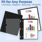 HAUTOCO 30 Pack Plastic Report Covers with 3-Prong Fasteners Clear Front Presentation Folders Resume Folders for 8.5x11 Letter Size Paper, Document Report Cover for School Office Business, Black