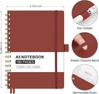 AHGXG Spiral Journal Notebook, 160 Lined Pages, A5 Medium Size (5.7'' x 8.3''), for Men & Women, Journaling, Writing, Work & Office, Hardcover, 100 GSM Thick Paper (Wine Red)