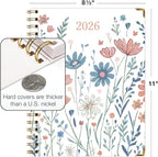 HARDCOVER 2026 Planner, 8.5"x11": 14 Months (November 2025 - December 2026), Daily Weekly Monthly Planner, Yearly Agenda, Bookmark, Pocket Folder and Sticky Note Set (Colorful Botanicals)