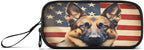 BOENLE Dog German Shepherd American Flag Pencil Case Box Boys Girls Large Pencil Pouch Zipper Compartments Big Capacity Stationery Pen Bag Organizer for Kids Teens Adults School