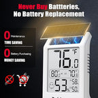 BaldrTherm Room Thermometer Indoor Humidity Meter, Solar-Powered 3.2'' Digital Temperature Sensor Monitor with Max/Min Reading, Comfort Indicator for Baby Room, Home, Office, White, 3Pack