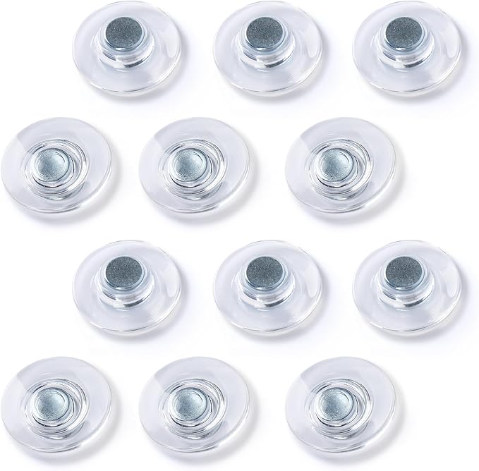 TOWON Rare Earth Magnets Large, Strong Magnets for Glass Whiteboard and Dry Erase Board, 24 Pieces Round Clear