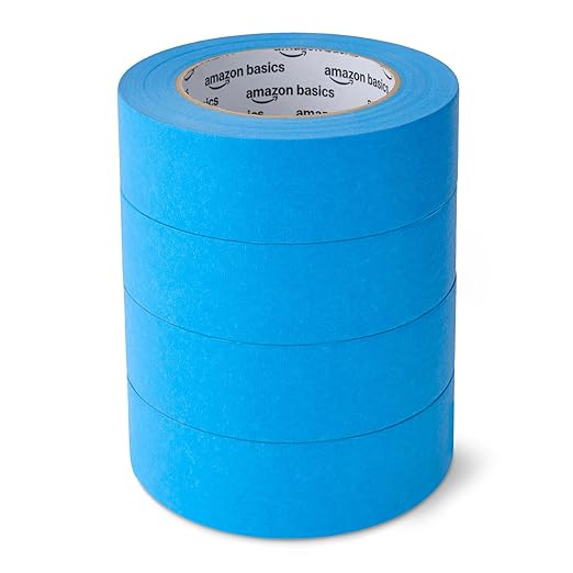 Amazon Basics Painters Tape, 1.41" x 60-Yard, 4 Rolls, Blue