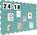 Mooliwe Scalloped Felt Bulletin Board 24 x 18 Inches Foldable Sage Green Pin Cork Board Alternative for Wall, 2' x 1.5' Trifold Picture Vision Self Adhesive Bulletin Decorative