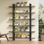 FURSUN Heavy Duty 6 Tier Bookcase, 80-in Tall Industrial Modern Large Bookshelf, Wood Farmhouse Bookcases Book Shelves and Metal Frame for Office, Bedroom, Living Room, Brown
