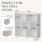Chyanmoo Wood Cube Storage Organizer White Bookshelf - 3-Tier Freestanding Storage Cabinet with Legs for Home Office, 7-Cubes Open Shelf