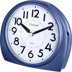 Tinload 5.5" Large Analog Alarm Clock Silent Non Ticking, Gentle Wake, Beep Sounds, Increasing Volume, Battery Operated Snooze and Manual Light, Blue