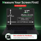 Laptop Privacy Screen 17 Inch, Laptop Screen Privacy Shield 16:10 Aspect Ratio Anti-Glare Blue Light Computer Monitor Protector,Removable 17in Filter for Lenovo HP Dell Acer Asus Thinkpad Envy Xps