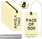 INNOVART Shipping Tags - Double Wired 7 1/2" x 3 3/4", Manila Wire Tags with Reinforced Eyelet, Case of 500