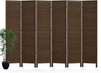 Room Partitions and Dividers, Temporary Wall with Double Hinges, 5.6 Ft Tall Folding Louver Wood Screen for Home Office Bedroom Hotel Decoration (6 Panels, Brown)