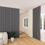 hoeflife Room Divider Curtains Blackout Floor to Ceiling Curtain with Hook Wall Mount Sliding Door Curtains Ceiling Mount Extra Wide Curtain Wall Divider for Room Separation (Grey, W100 x H108 Inch)
