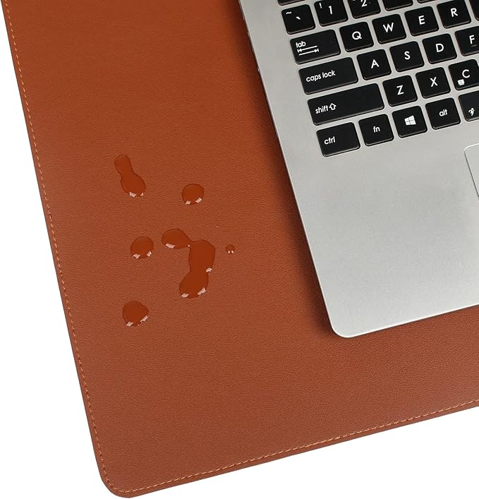 Desk Pad Blotter,Wolaile 36x17 in Large PU Leather Mouse Pad,Waterproof Non-Slip Writing Desktop Protector Mat,Office Desk Accessory,Brown