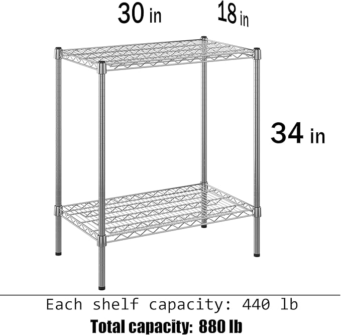 Regal Altair 18" Deep x 30" Wide x 34" Height Wire Shelving Kit | 2-Tier | NSF Commercial Storage Rack Unit