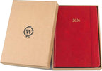 Wykeham's Executive 2026 Daily Journal Planner – US Public Holidays & Format – Customization Available (Crimson, 8.5"×5.5")
