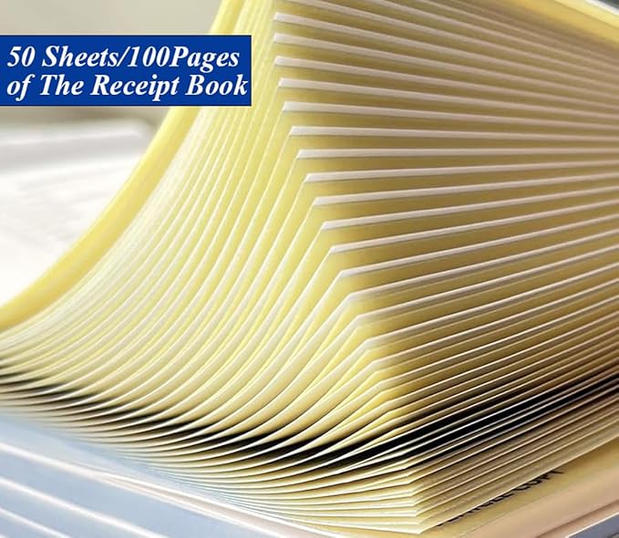 (5-Pack) Thank You Receipt Book - 5.5" x 8.5" Cardboard 2-Part Carbonless Sales Invoice Book, 250 Sheets Invoice Pad with Cardboard for Small Business