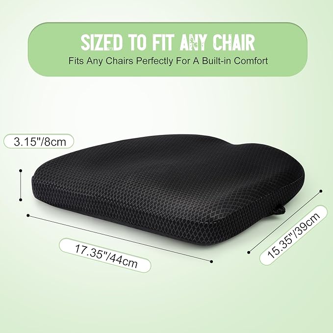 Aurssa Air Fiber Office Chair Cushion - Ergonomic Seat Cushion for Orthopedic Coccyx, Relief Hip & Back Support - Doctor Recommended Cushion for Long Sitting Worker Driver & Handicapped (Dark Gray)