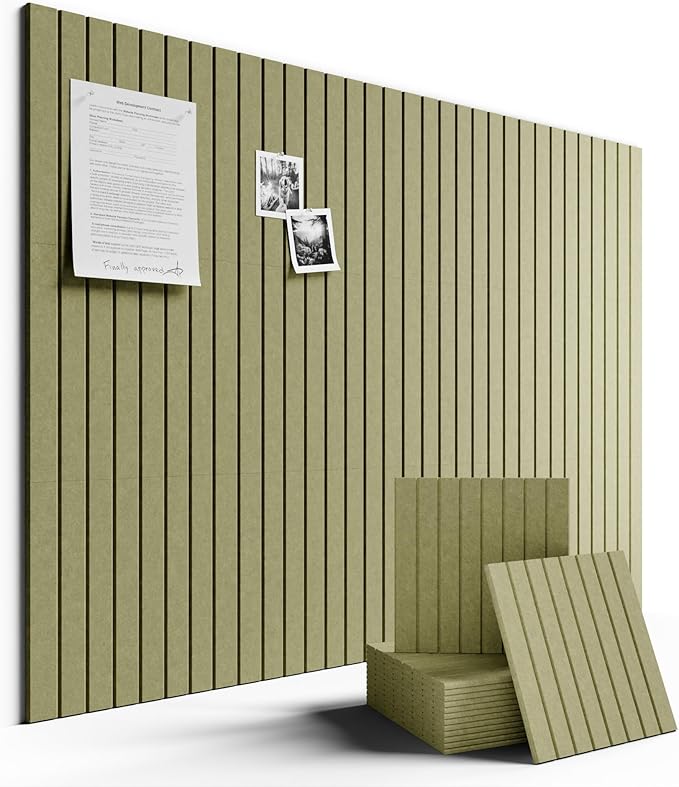 Fluxynara Large Felt Bulletin Board 48" x 36" Cork Board Alternative-12 Pack with 70 Safe Removable Adhesive Tabs, Cork Boards for Walls Cork Board for Home Office Classroom Pin Board (Olive Green)