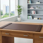 DACASSO Leather Desk Pad with Side Rails - Luxury Leather Desk Blotter for Writing - Executive Desk Surface Protector - (Chocolate Brown, 34” x 20”)
