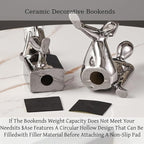 TYGKROF Decorative Bookends,Ceramic Statue Book Ends,Home Office Modern Bookends,Decor Aesthetic Reading Book Holders for Bookshelf,Bedroom Living Room Decoration Unique Bookends (Silver)