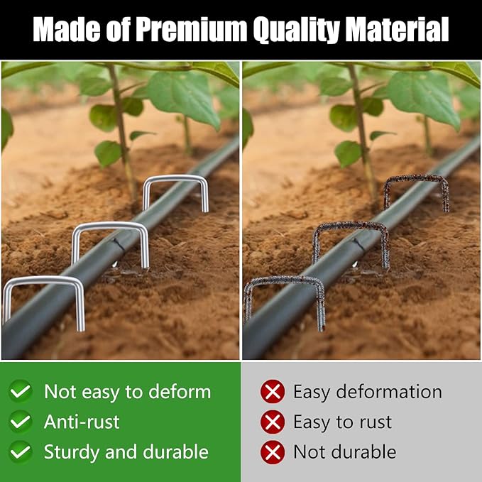 FEED GARDEN 4 Inch 200 Pack Hot-dip Galvanized Landscape Staples 11 Gauge Anti-Rust Garden Stakes Landscaping Fabric SOD Pins Yard Stakes for Weed Barrier Fabric