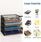 Natwind 4-Tier Stackable Paper Tray, Metal Mesh Desktop Organizer, Paper Sorter, Letter Trays,File Document Storage Rack for for Home, Office, School (Retro)