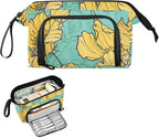 Bolaz Big Capacity Pencil Pen Case Pouch Bag School College Office Organizer for Teens Girls Adults Student-Yellow Flower Pattern