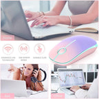 VssoPlor Wireless Mouse, 2.4G Slim Portable Computer Mice with Nano Receiver Quiet Silent Optical Laptop Mouse for Notebook, PC, Laptop, Computer-Pink to Purple