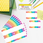 Wonmon 200 PCS Rainbow Name Tags Stickers, Self Adhesive Watercolor Rainbow Name Tag Labels Stickers for Back to School Classroom Student Office Desk Cubby Locker Themed Party, 2x3 inch