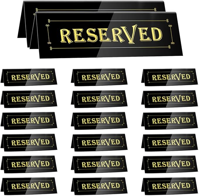 WATHFKCU 20PCS Acrylic Reserved Table Tent Signs, Reservation Seat Signs for Wedding, Restaurant, Office, Meeting Chairs