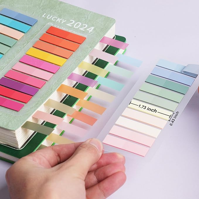 (4200 Pcs) Book Tabs for Annotating, Sticky Tabs Transparent Small Sticky Notes Flags, Colorful Morandi Page Markers for Notebooks, Multi-Colored Writable and Repositionable Book Flags Strip