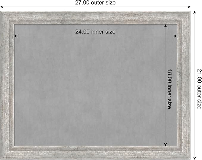 Amanti Art Silver Framed Magnetic Board 21x27 Medium Vision Board for use with Magnets, 100% Metal Sheet to Display Items as Office Decor or for Home Organization in mudroom, Kitchen or Kids Room