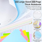 Hardcover Spiral Notebook 8.5"x11" Journal Notebook with Tabs and Removable Dividers 300 Pages 5 Subject Notebook College Ruled, Faux Leather Spiral Bound Notebook for Women School Work(White)
