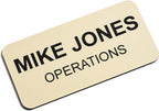 Custom Engraved Name Tag Badges – Personalized Identification with Pin or Magnetic Backing, 1.5 Inches x 3 Inches, Almond/Black