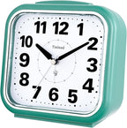 Tinload 5.5" Large No Ticking Analog Alarm Clock,Silent Readable for Seniors,Easy to Set,Gradual Rise Alarm,Big Numbers,Gentle Wake,Snooze, Lighted on Demand,Battery Operated,Green