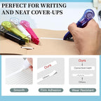 WISOPTUS 19.69ft Correction Tape Pen, 5-Count Pack, Dry Instantly, Stretch Resistant, not Easy to Break, as Smooth as Writing, Perfect for School, Office Supplies, Black White Red Yellow Blue