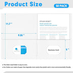 Two Pocket Folders, PANDRI 50 Pack 2 Pocket Folders, Letter Size Paper File Folder for School Office Home Business, White