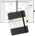 POPRUN Monthly Planner 2026-2027 (Medium 6.5" x 8.5") 18 Months Calendar Book(Jan 2026 - Jun 2027) - 4 Pages per Month with Expense & Notes, Stair-like tabs, Leather Cover, Sunday Start - Black