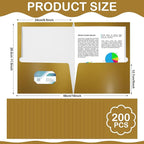 Yeaqee 100 Pack 2 Pockets Glossy Laminated Paper Folder First Day of School Presentation Folder Letter Size Two Pocket File Portfolio Holder Back to School Items Bulk for Teacher Office (Gold)