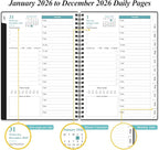 Daily Planner 2026 Full Page Per Day- 2026 Daily & Monthly Planner from January 2026 to December 2026, Day Planner 2026 with 12 Months Tabs, 6.4" x 8,5", Black
