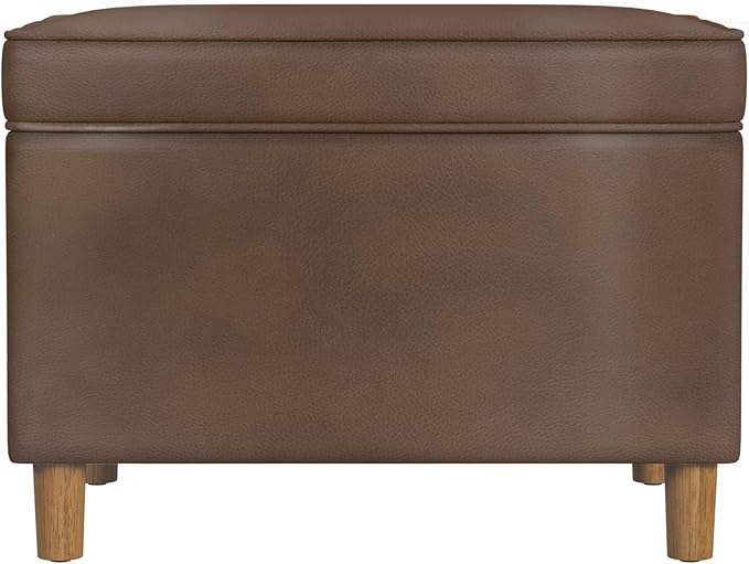 Spatial Order Home Decor | Dinah Collection Modern Storage Ottoman | Ottoman with Storage for Living Room & Bedroom(Brown Faux Leather)