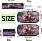 Pardick Pencil Case，Horse Lavender Big Capacity Pencil Pouch Coin Pouch Stationery Organizer For Teen School