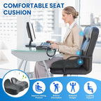 CushZone Seat Cushion, Memory Foam Office Chair Seat Cushion for Office Chairs/Car/Long Trip/Desk Chair/Gaming, X-Large Size for Sciatica & Hip & Tailbone Pain Relief, Sciatica Support (Gray)