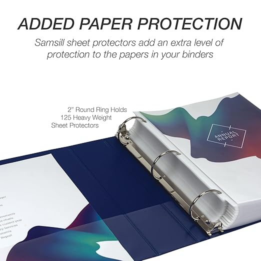 Samsill 2 Inch 3 Ring Binder, Made in USA, Economy Round Ring, Clear View Cover, 425 Sheet Capacity - for School, Home, Office - Dark Blue