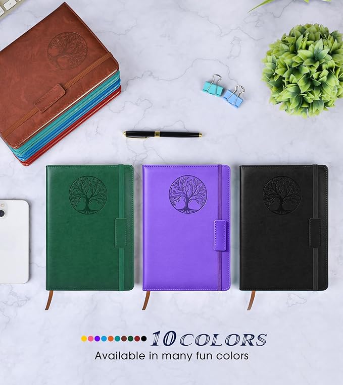Biuwory Lined Journal Notebook for Women Men,256 Pages A5 Hardcover Leather Journals for Writing,Travel,Business,Work & School,College Ruled Notebooks for Note Taking,Diary Notepad 5.7"×8.3" purple