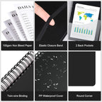 Planner Undated, Asten Daily Planner Agenda with To Do List, Hourly Schedules for Women and Men, Spiral Appointment Book with Elastic Closure, Inner Pocket 8.5" x 11" (Black)